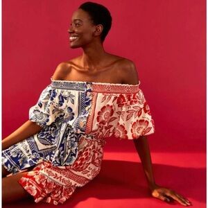 NWT Farm Rio Off-the-Shoulder Mixed Pineapple Garden Mini Dress- size small